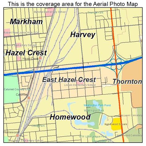 Vintage East Hazel Crest Illinois Map Poster East Hazel Crest Il City