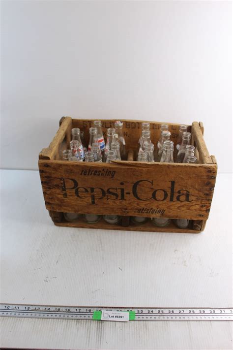 Vintage Pepsi Cola Wooden Crate And 6 Pepsi Glass Bottles Bodnarus