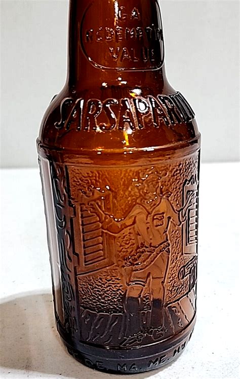 Vintage Sarsaparilla Amber Glass Soda Bottle Sioux City Cowboy Saloon