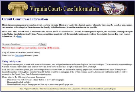 Virginia Court Case Information Search Criminal Data Check Find
