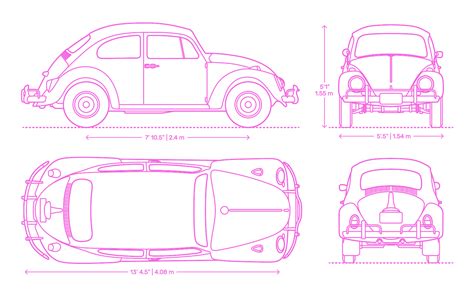 Volkswagen Beetle Type 1 Dimensions Drawings Dimensions Com