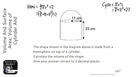 Volume And Surface Area Volume Of Cylinder And Hemisphere Grade 5