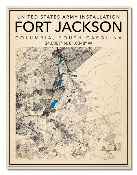 Wall Art Map Print Of United States Army Fort Jackson South Carolina Etsy