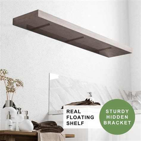 Wallniture Ronda 48 Inch Walnut Floating Shelf Floating Bookshelves For Wall Wall Shelves With Hidden Bracket