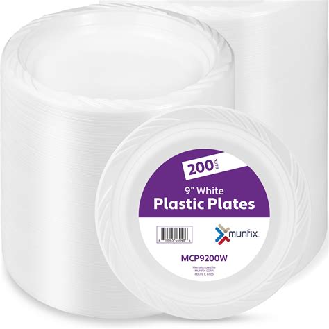 Walmart 9 Inch White Disposable Plastic Plates 200 Pack For Bbq Party Dinner Microwavable Recyclable Walmart Com