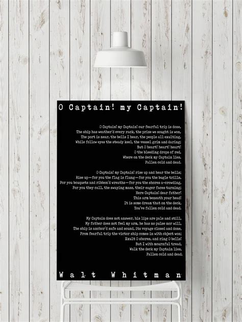 Walt Whitman Poem Art O Captain Print Literary Poster Leaves Of Grass