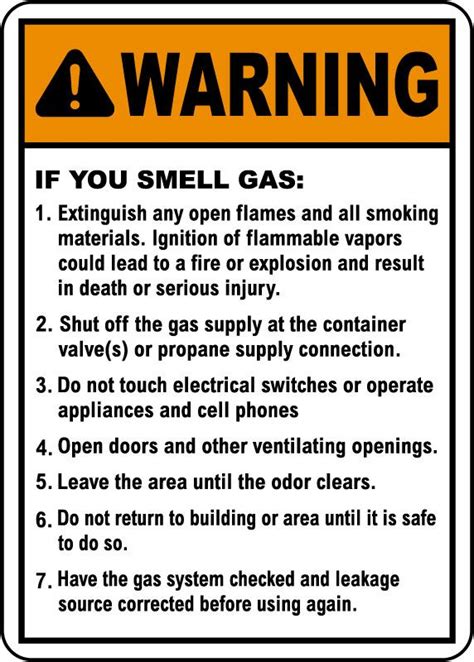Warning Gas Leakage Instructions Sign - Save 10% Instantly