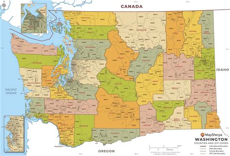 Washington State Zip Code Map Metsker Maps