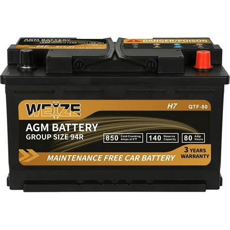 Weize Platinum Agm 12V Automotive Battery Group 24F 710 Cca Top Post For Car Walmart Com