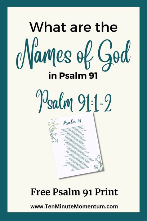What Are The Names Of God In Psalm 91 Free Psalm 91 Printable
