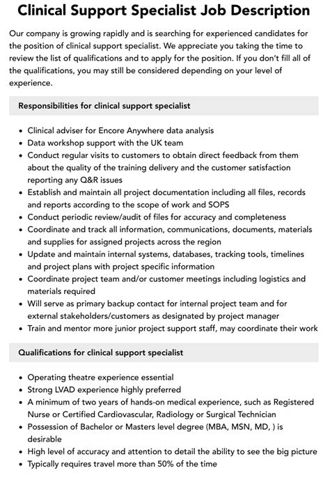 What Are The Responsibilities Of A Clinical Support Specialist