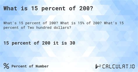 What Is 15 Percent Of 200 Calculatio