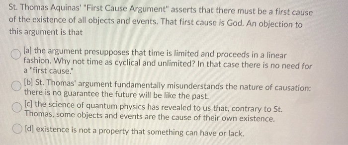What Is Thomas Aquinas First Cause Argument