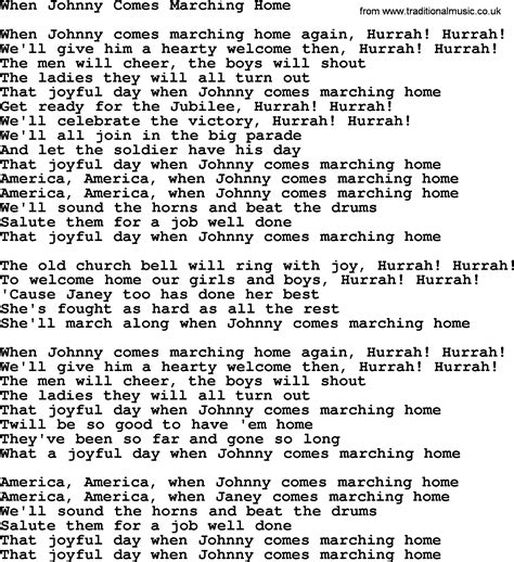 Johnny Comes Marching Home Song Lyrics