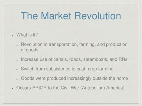 Market Revolution Timeline