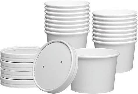 White Paper Food Containers With Vented Lids To Go Hot Soup Bowls Di