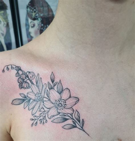 Windflower And Lily Of The Valley Collarbone Tattoo Piercing Tattoo Windflower And Lily Of The Valley Collarbone Tattoo Piercing Tattoo