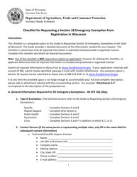 Wisconsin Checklist For Requesting A Section 18 Emergency Exemption