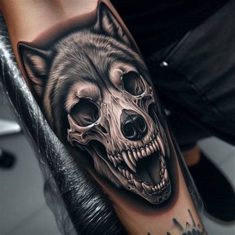 Wolf And Skull Tattoo