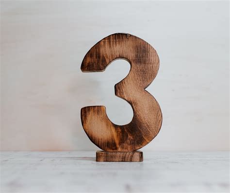 Wooden Number 3 Three Photography Prop Handmade First Birthday Wooden Decoration Props Oak Wood