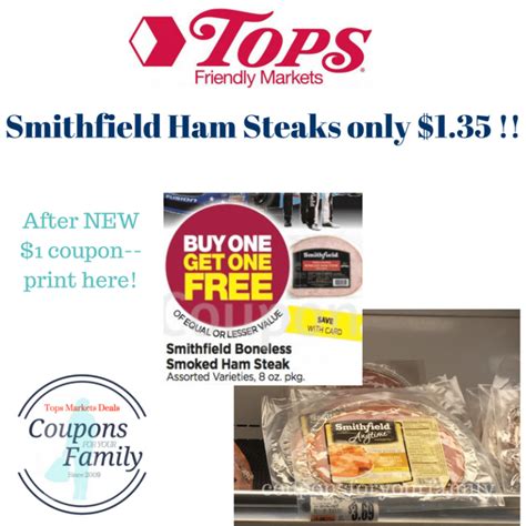 Woohoo Smithfield Ham Steaks Only 1 35 At Tops After New Coupon