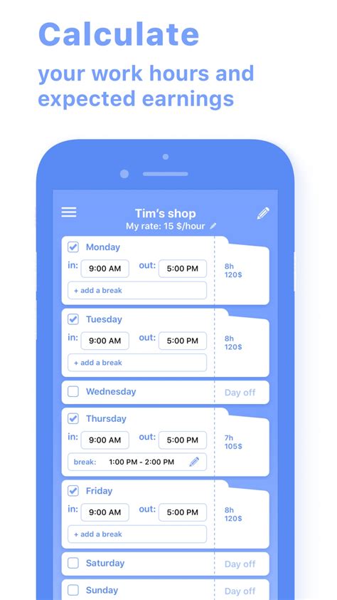 Work Hours Pay Calculator Para Iphone Descargar