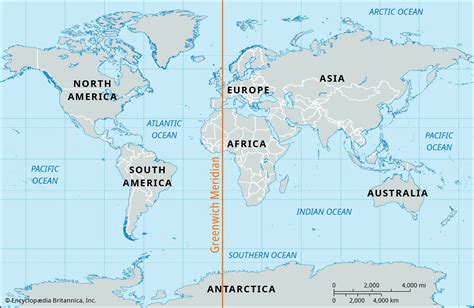 World Map With Equator Countries And Prime Meridian