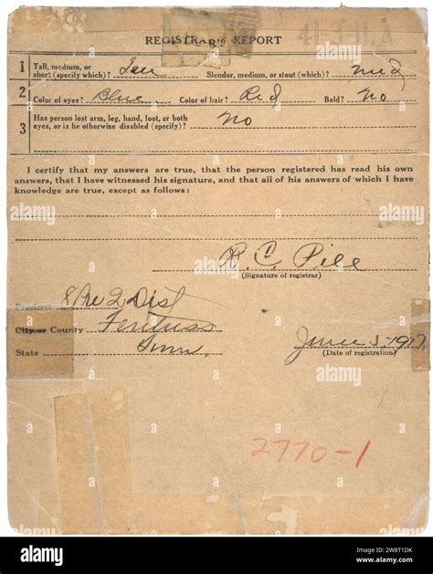 World War Draft Card Hi Res Stock Photography And Images Alamy