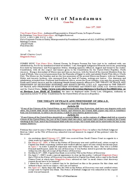Writ Of Mandamus Pdf United States Constitution Discovery Law