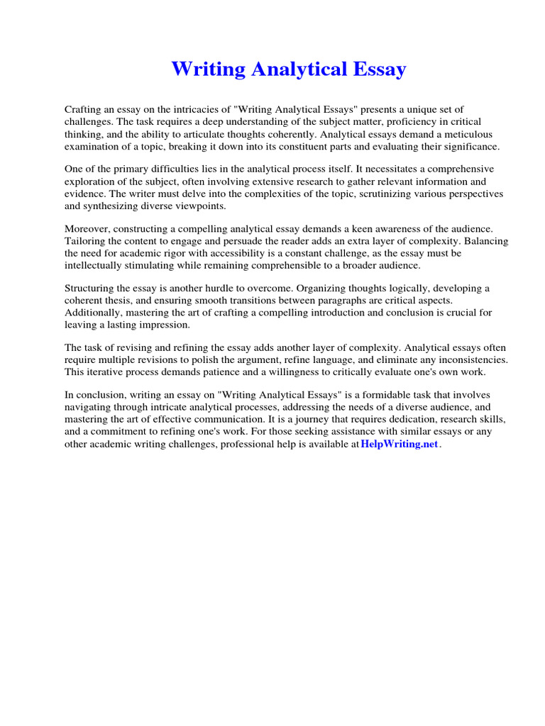 Writing An Analytical Essay The Basics Tips Example And Topics