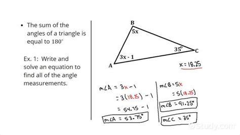 Writing An Equation To Find Angle Measures Of A Triangle Given Angles Writing An Equation To Find Angle Measures Of A Triangle Given Angles