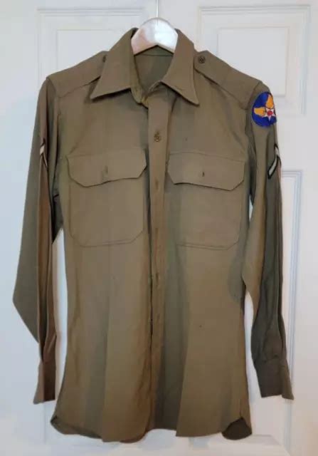 Ww2 Usaaf Army Air Forces Field Shirt Wool Private First Class Patches