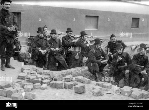 Wwi Belgian Civil Guards Garde Civique Burgerwacht In Position In