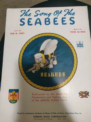 Wwii Ww2 Us Navy Seabees Sheet Music Song Of The Seabees Naval Wwii Ww2 Us Navy Seabees Sheet Music Song Of The Seabees Naval