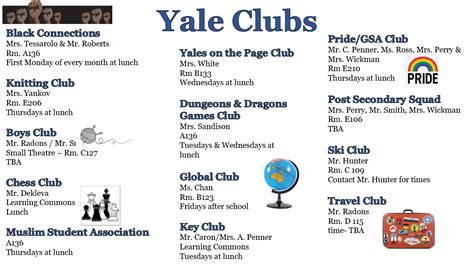 Yale Clubs Yale Secondary