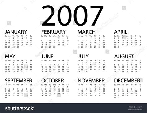 Year 2007 Calendar Canada