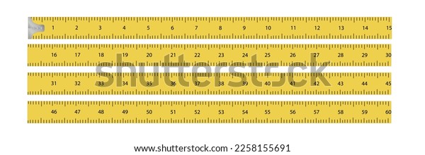 Yellow Realistic Ruler Measuring Scale 60 Centimeters Vector Yellow Realistic Ruler Measuring Scale 60 Centimeters Vector