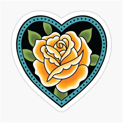 Yellow Rose Traditional Tattoo Sticker