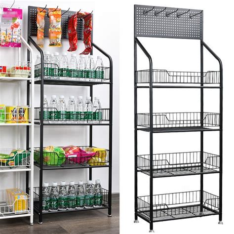 Ymokee 4 Tier Retail Display Rack Stand Metal Wire Snack Candy Display Organizer 55 1 X 19 7 X 10 6 In Black Walmart Com
